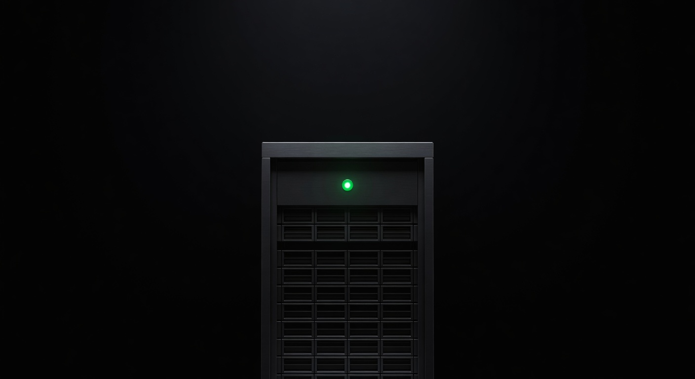 Server rack with emerald accent light illustrating the infrastructure rebuild behind Alertsify's execution engine